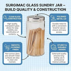 SurgiMac Glass Sundry Jar with Lid, 4 x 8.5 inch, Clear Storage Container, Compact & Durable, for Cotton Balls & Supplies | 6 Count - Image 6