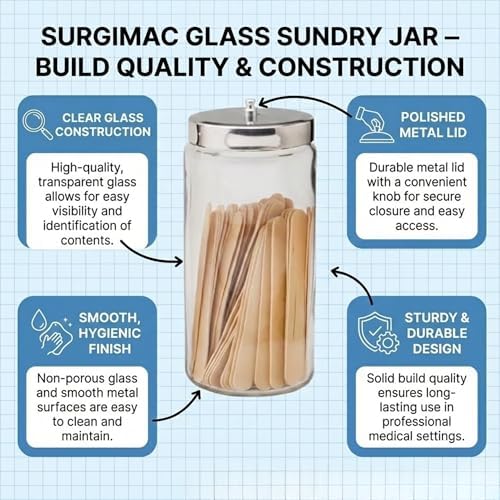 SurgiMac Glass Sundry Jar with Lid, 4 x 8.5 inch, Clear Storage Container, Compact & Durable, for Cotton Balls & Supplies | 6 Count - Image 6