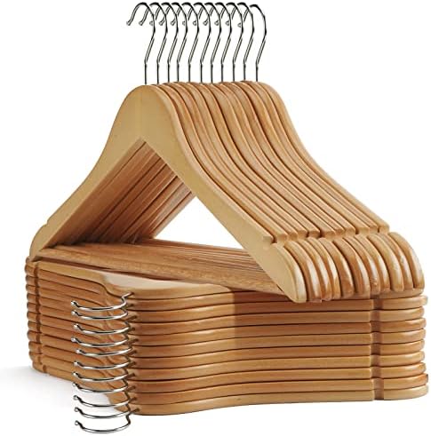 Wooden Hangers 30 Pack,Smooth Finish Wood Clothes Hangers,Natural by Uinicor