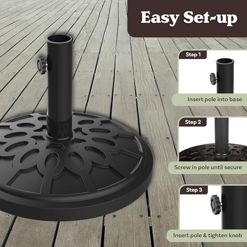 Pure Garden Outdoor Umbrella Base, 19lb, Black - Image 4