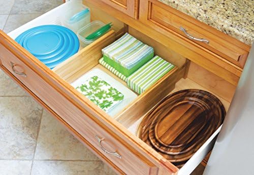 Lipper International 8897 Bamboo Wood Custom Fit Adjustable Deep Kitchen Drawer Dividers, Set of 2 - Image 5