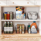 6 Pack Metal Wire Baskets, 15.4" x 11.8" Large Storage Basket for Organizing, Suitable for Kitchen Cabinet Pantry, Black - Image 2