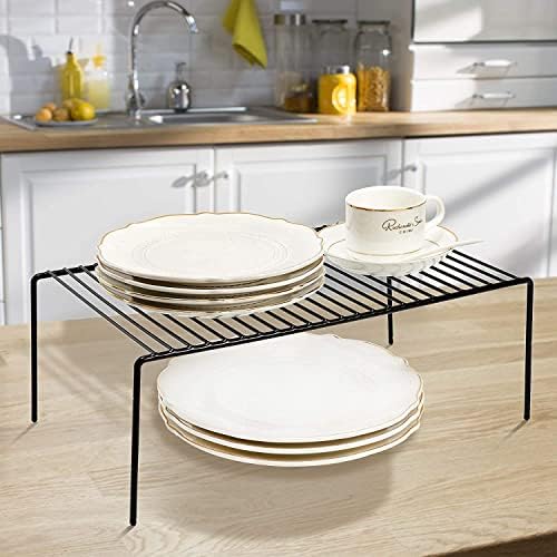 Kitchen Cabinet Shelf Organizer Set of 5, Large (15.7 x 9.4 inch) Metal Wire Pantry Storage Shelves, Dish Plate Racks for Cabinets, Freezer, Counter, Cupboard Organizers and Storage, Black - Image 6