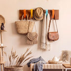 Youyole 5 Hooks Wood Coat Rack Wall Mount Piano Hideaway Coat Hooks - Image 5