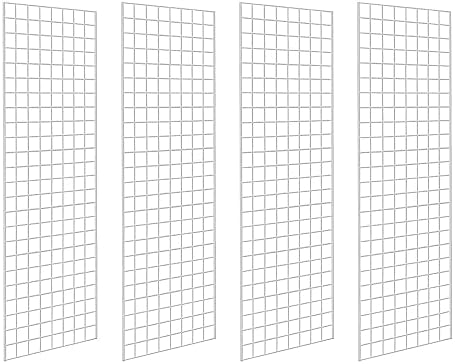 Commercial Grade Gridwall Panels – Heavy Duty Grid Panel for Any Retail Display, 2’ Width x 6’ Height, 4 Gridwall Panels Per Carton (White Finish) by Home
