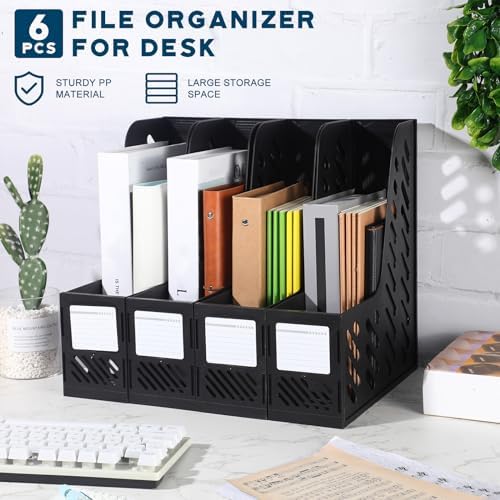 Glenmal 6 Pcs Magazine File Holder Collapsible Desktop Organizer, Black - Image 3