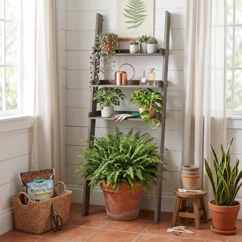 MyGift Over The Toilet Storage Ladder Shelf, 3 Tier Wood Bathroom Organizer, Above The Storage Shelves Leaning Rack Stand Gray - Image 6