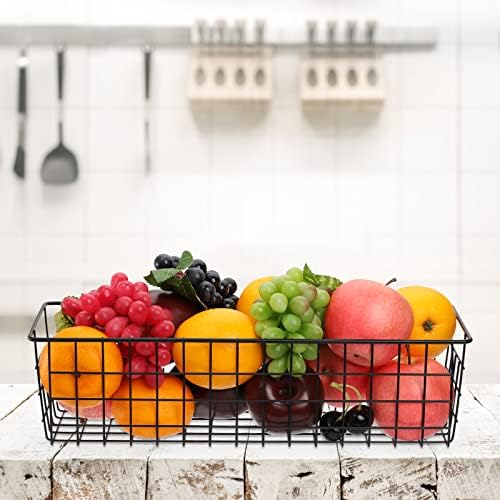 Hedume 3 Pack Metal Wire Storage Organizer Basket, 16.2" x 6.3" x 4.4" Bin Basket with Handles, Versatile Organizer for Kitchen, Pantry, Closet, Laundry Room, Cabinets, Bathroom - Black - Image 7