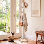 AMADA Solid Wooden Coat Rack Freestanding with 8 Hooks, White by AMADAHOMEFURNISHING