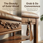 Shoe Rack Bench Entryway Storage with Leather Cushion, 47.2" - Image 5
