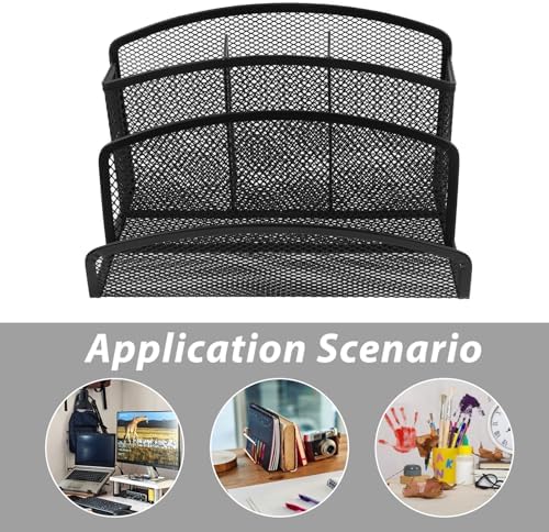 ARTIBETTER 2pcs Multi-functional Iron Mesh Desk Organizer for Efficient Filing and Desktop Storage Compact Mail Holder for Letters Receipts and Notebooks Sleek Office Supplies Organizer - Image 4