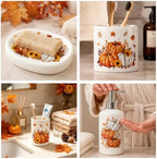 FYSUIMU 4Pcs Fall Thanksgiving Bathroom Accessories, Pumpkin Leaves - Image 4