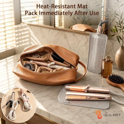 Hair Tools Travel Bag 5-Piece Set, Brown - Image 6