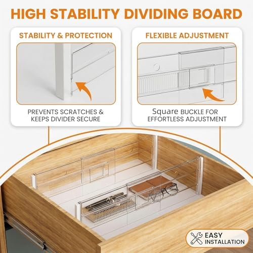 5 Pack 5.9 Inch Tall Clear Drawer Dividers, Adjustable Drawer Dividers for Clothes, 12.2"–20" Expandable Plastic Drawer Organizer Dividers for Home Closet, Kitchenware, Nursery Storage - Image 3