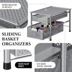 Simple Houseware Stackable 2 Tier Sliding Basket Organizer Drawer, Silver - Image 4