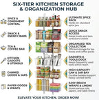 6 Tier Over the Door Pantry Organizer, Foldable Metal Over the Door Hanging Spice Rack with 6 Baskets, Adjustable No Drill Hanging Storage Rack for Kitchen, Bedroom, Laundry, Bathroom, White - Image 3