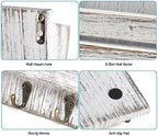 Mail Organizer Wall Mount with 4 Key Hooks, Rustic Wooden Hanging Mail Sorter Farmhouse Key Holder for Wall Decoration, 2-Slot Wall File and Magazines Bill Letter Holder - Image 3