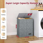135L Laundry Hamper 2 Section, Large Laundry Hamper with Lid, Dirty Clothes Hamper with 2 Removable Inner Bags, Collapsible Laundry Basket Organizer for for Clothes Toys Towels, Hamper 2 Compartment - Image 2
