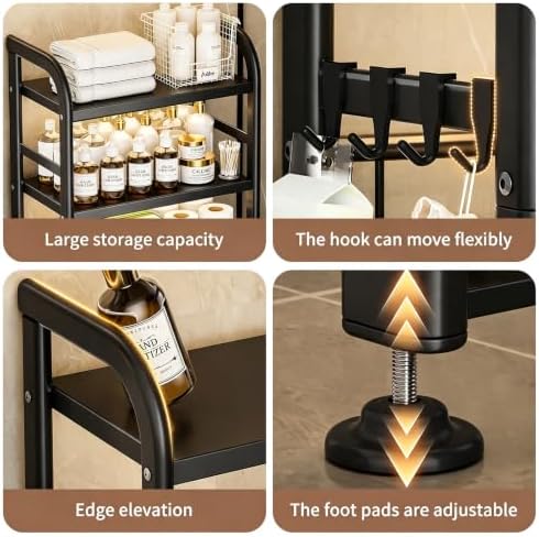 PureBox Over The Toilet Storage Rack,Heavy Duty Oval Tube Frame,21" W,Black - Image 6