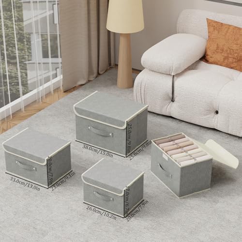 Foldable Fabric Storage Cubes with Lids,Grey 10.2x7.9x6.7in,5 Pack - Image 5