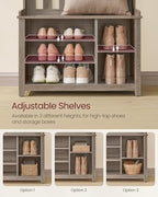 VASAGLE Hall Tree with Bench and Shoe Storage, 7 Double Hooks - Image 4