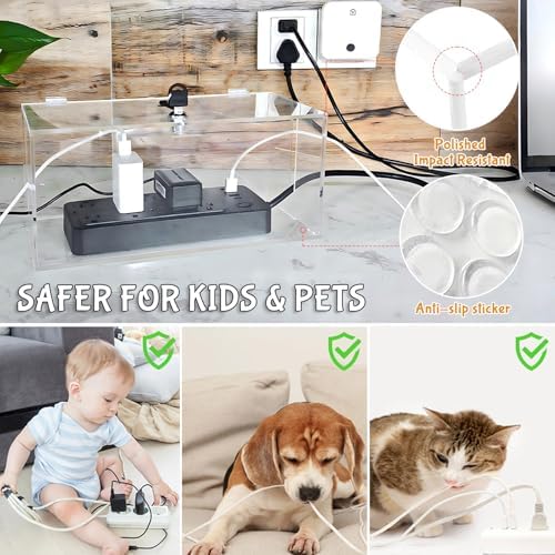 2PC Acrylic Plug Organizer Upgrade,Cable Management Box with Lock,Cable Organizer Box for Surge Protector Power Strip,TV Computer,Cable Wires of Home,Office,Child and Pet Proof - Image 4