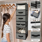 GRANNY SAYS Hanging Closet Organizer, 5 Drawers, 6 Shelves, 6 Pockets, Gray - Image 4