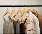 HOUÍSM Wooden Hangers with Clips 16 Pack, Suit & Pants Hangers, Natural - Image 5