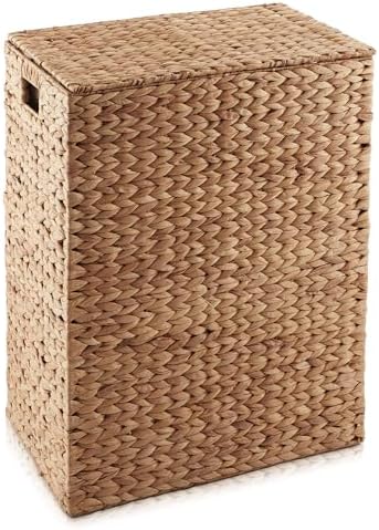 Casafield Large Laundry Hamper with Lid and Removable Liner Bag - Cinnamon, Woven Water Hyacinth Rectangular Laundry Basket Sorter for Clothes Towels - Image 4
