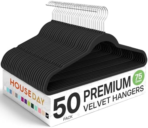 HOUSE DAY Premium Velvet Hangers 50 Pack, Non-Slip Flocked Felt Hangers by HOUSEDAY