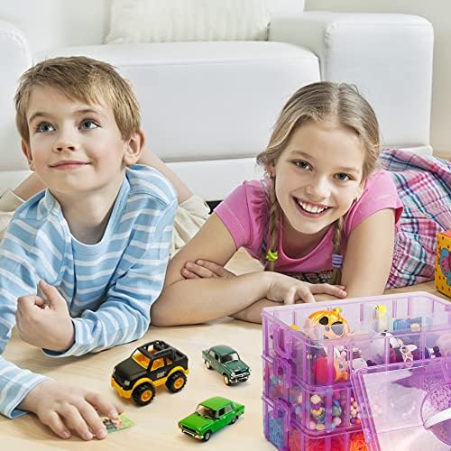 7 Layers Stackable Storage Container, 70 Adjustable Compartments (Purple) Stackable Storage Container, Perfect for Kids Toys, Art Crafts, Jewelry, Supplies, Mini Case & Letter Sticker Included - Image 6