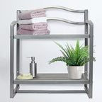 Household Essentials 2-Tier Metal Wall Mount Bathroom Storage Rack, Silver - Image 3