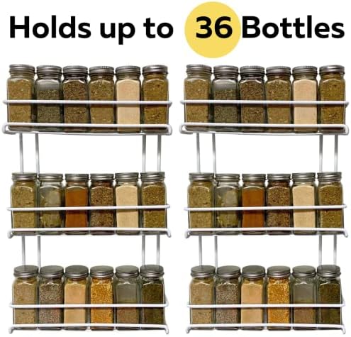 Evelots 2-Pack 3-Tier Spice Rack Organizer Door/Wall Mount Holds 36 Bottles - Image 5