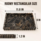 Vikua Dark Brown Marble Vanity Tray, 11.8×8in Scalloped Edge for Bathroom - Image 2