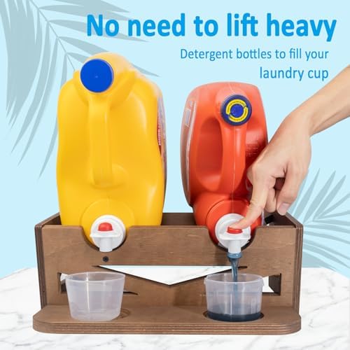 Laundry Detergent Holder,Can Hold 2 Bottles of Laundry Detergent,Holds up to 35 lbs.Wooden,Retro,Honourable (material:plywood) - Image 4