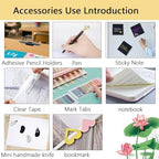 Office Supplies,Desk Accessories,Desk Organizer,Stapler,Tape Dispenser,Folding Phone Holder,Scissors,Notebook,Staple Remover,Staples,Clear Tape,Sticky Notes,Paper Clips,Bookmark,Pen,Pen pals Ect.27pcs - Image 4