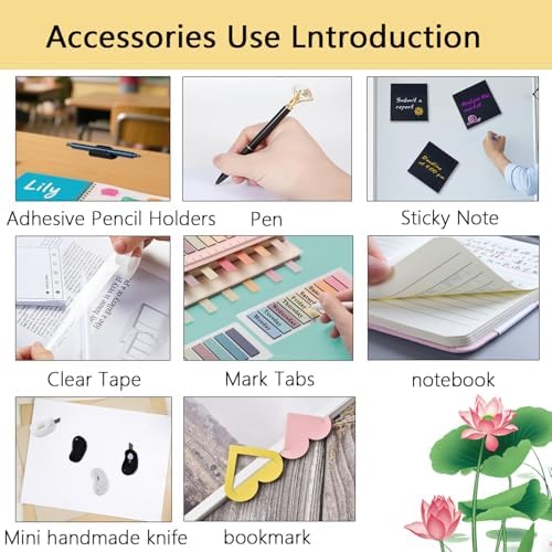 Office Supplies,Desk Accessories,Desk Organizer,Stapler,Tape Dispenser,Folding Phone Holder,Scissors,Notebook,Staple Remover,Staples,Clear Tape,Sticky Notes,Paper Clips,Bookmark,Pen,Pen pals Ect.27pcs - Image 4