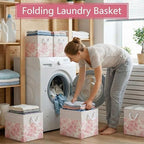 Pink Floral Cube Storage Bin Set of 6 Cube Storage Basket, 11.22 Inch - Image 6
