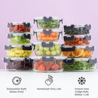 JoyJolt 24pc Borosilicate Glass Storage Containers with Lids | 12 Airtight/Freezer Safe Food Storage Containers for Pantry and Kitchen | Meal Prep Container for Lunch | Glass Tupperware Set - Image 6