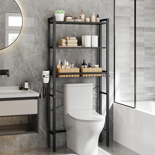 VASAGLE 3-Tier Over the Toilet Storage, Adjustable Shelves, Basket, 63''H by VASAGLEbySONGMICSHOME