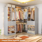10FT Closet System with 4 Drawers, 120" Closet Organizer System with 6 Hanging Robs & Reversible Hanging Shelving, Closet Systems for Walk-in Closets, Load 2000+LBS, Morandi Grey 2 Pack - Image 7