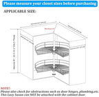 Corner Cabinet Lazy Susan, HANKEY Kitchen Corner Cabinet Organizer with 360° Rotating Metal Turntable，2-Tier Kidney-Cut Shaped Lazy Susans with 22.3~31.1in Height Adjustment,Black - Image 4