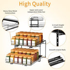 RCHYFEED 2 Tier Height Adjustable Pull Out Spice Rack,13.5" Wx10.5 Dx9.5 H - Image 5