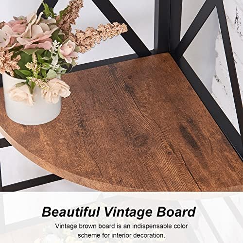 HOMBAZAAR 5 Tier Corner Shelf,72 Inch Tall Corner Bookshelf,Rustic Brown - Image 4