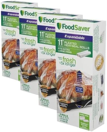 FoodSaver Vacuum Sealer Bags for Extra Large Items, 11in x 16ft Expandable Heat-Seal (Pack of 8) by FoodSaver