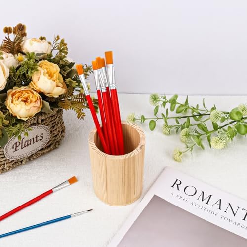 18 Pack Round Unfinished Wooden Pencil Holder, 3 x 3 x 4 Inch Wood Pencil Cup Holder, Wood Crafts Pencil Cup for Desk, Office, DIY Project - Image 4