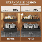 Seinloes 6 Pack Expandable Pull Out Cabinet Organizer 21"Deep With Raising Pad for Framed Cabinets,Upgrade 3 Slide Rails Slide Out Drawers,No Drill Roll Out Shelves,Adjustable Width 12.1"-20.4" Black - Image 4