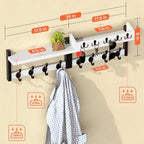 35'' White Coat Rack Wall Mount with Shelf, Solid Wood Coat and Key Hanger with 13 Metal Hooks, Farmhouse Wall Organizer for Mail, Entryway Wall Hangers for Hats, Clothes, Backpacks, Mudroom - Image 3
