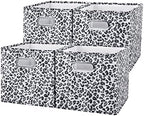 ANMINY Leopard Cheetah Print Storage Cubes Bins, Velvet, Gray, 11Inch 4PCS by ANMINY