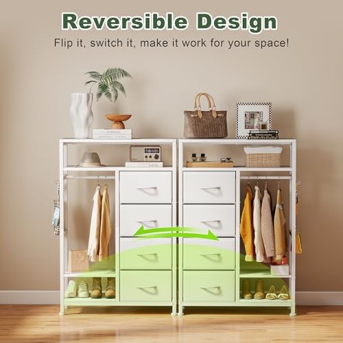 YOSHOOT 31.5" Dresser with Hanging Rack, Closet Dresser for Kids Bedroom - Image 3